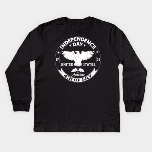 Flight of Freedom: Celebrating 4th of July with Patriotic Eagle Design Kids Long Sleeve T-Shirt